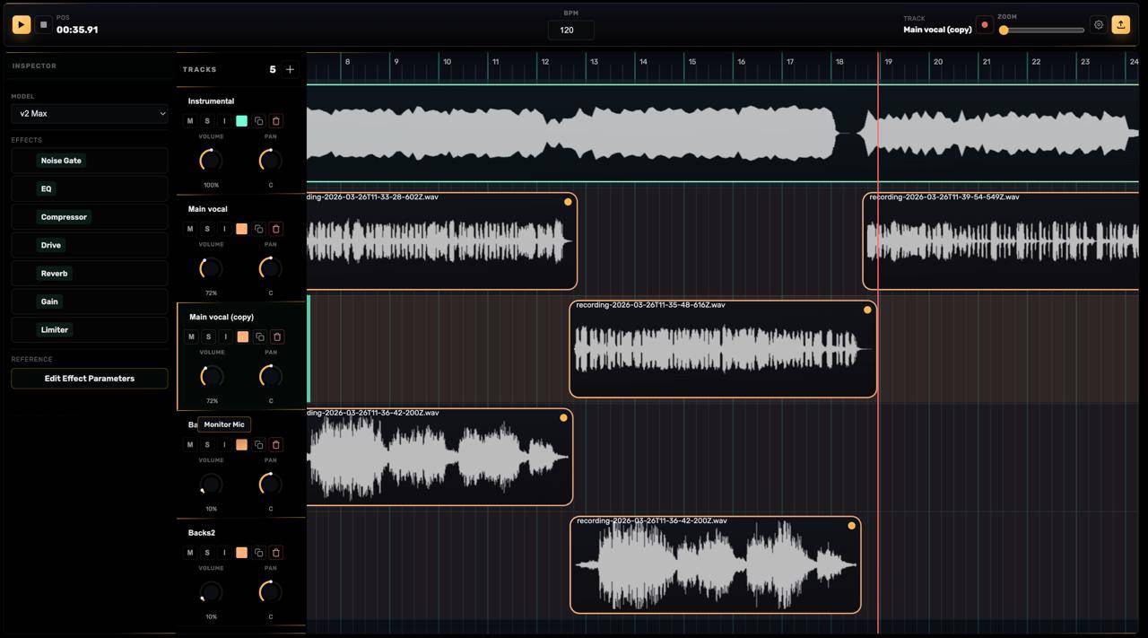 Wyverno Studio DAW editor preview